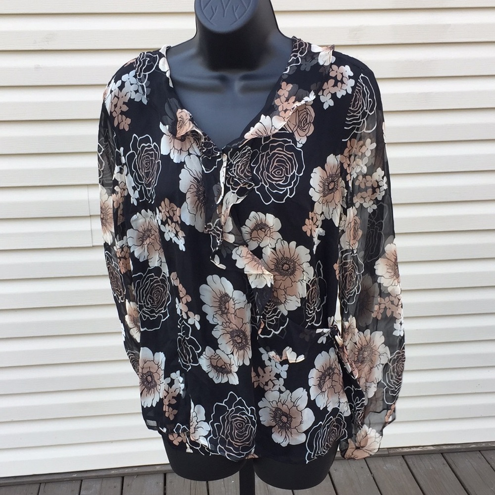 Worthington silk blouse with wrap front - Picture 1 of 12